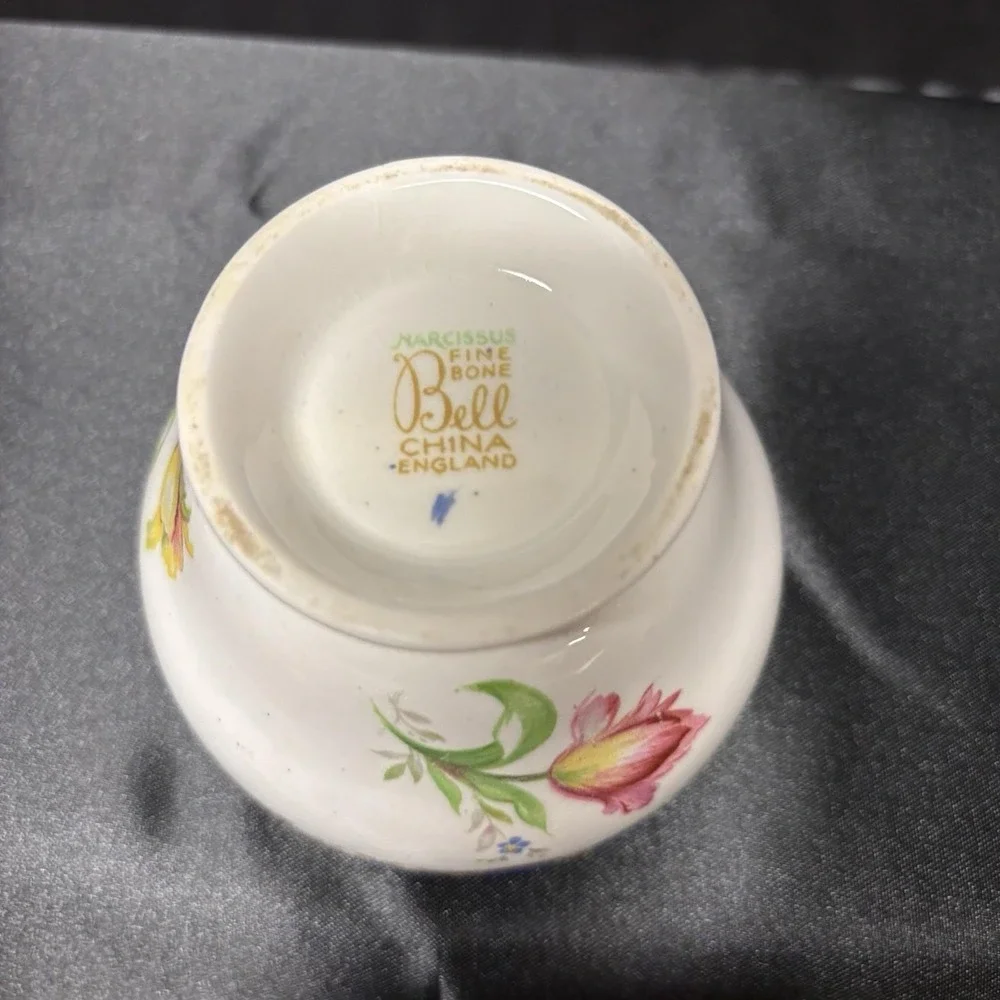 Bell China Narcissus Small Bowl Sugar‎ Bowl Vintage Blue